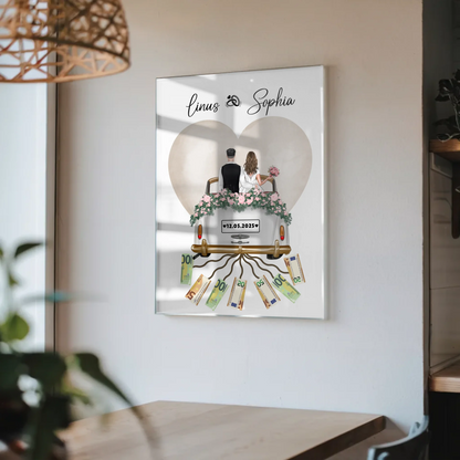 Geldgeschenk für Hochzeit Wandbild personalisiert