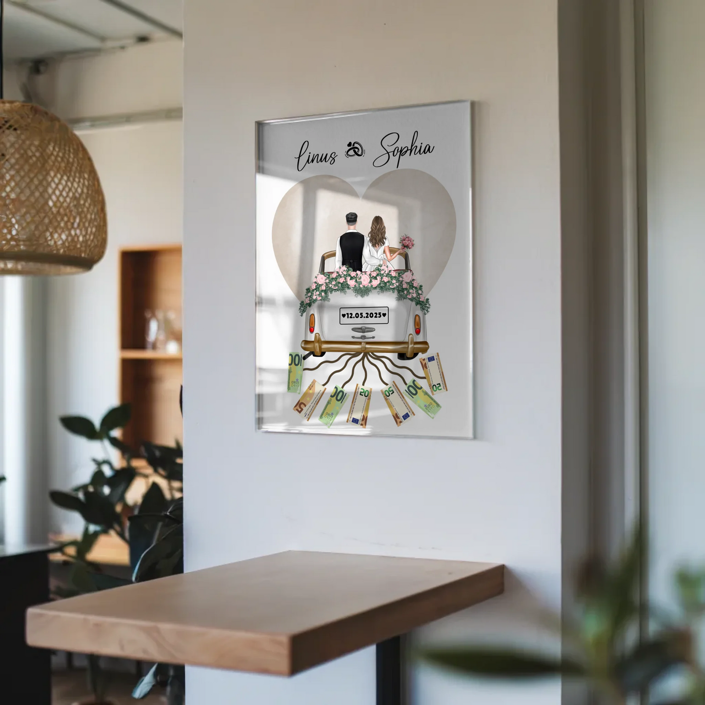 Geldgeschenk für Hochzeit Wandbild personalisiert