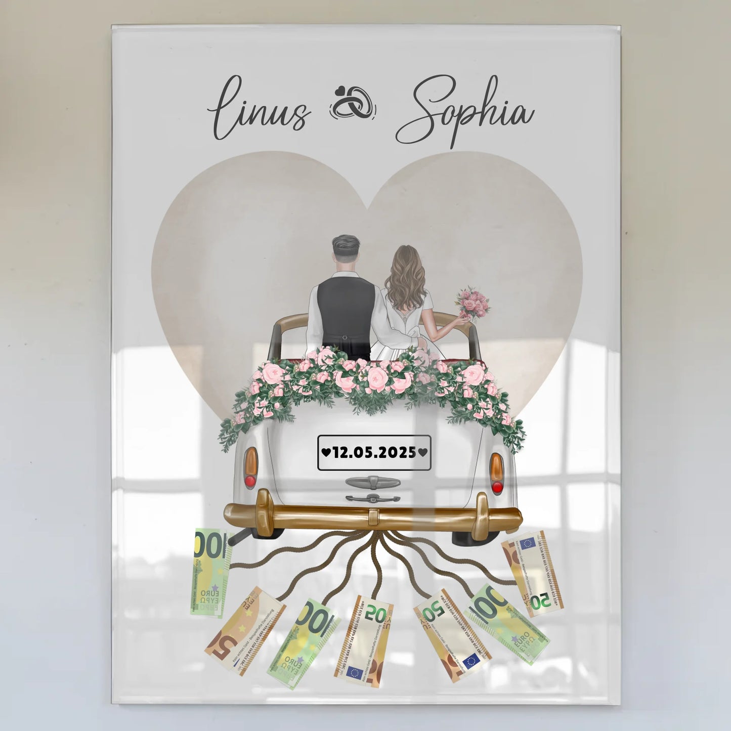 Geldgeschenk für Hochzeit Wandbild personalisiert