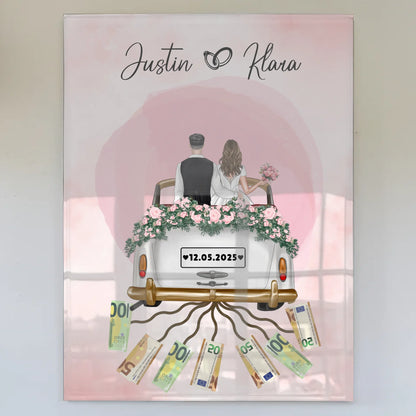 Geldgeschenkidee Hochzeit Acrylglas Bild Herz Farbklecks