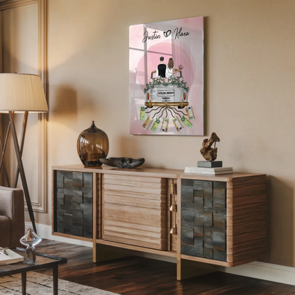 Geldgeschenkidee Hochzeit Acrylglas Bild Herz Farbklecks