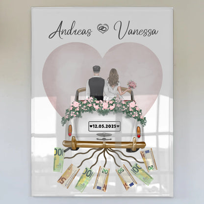 Kreatives Geldgeschenk Acrylglas Bild Hochzeit Herz
