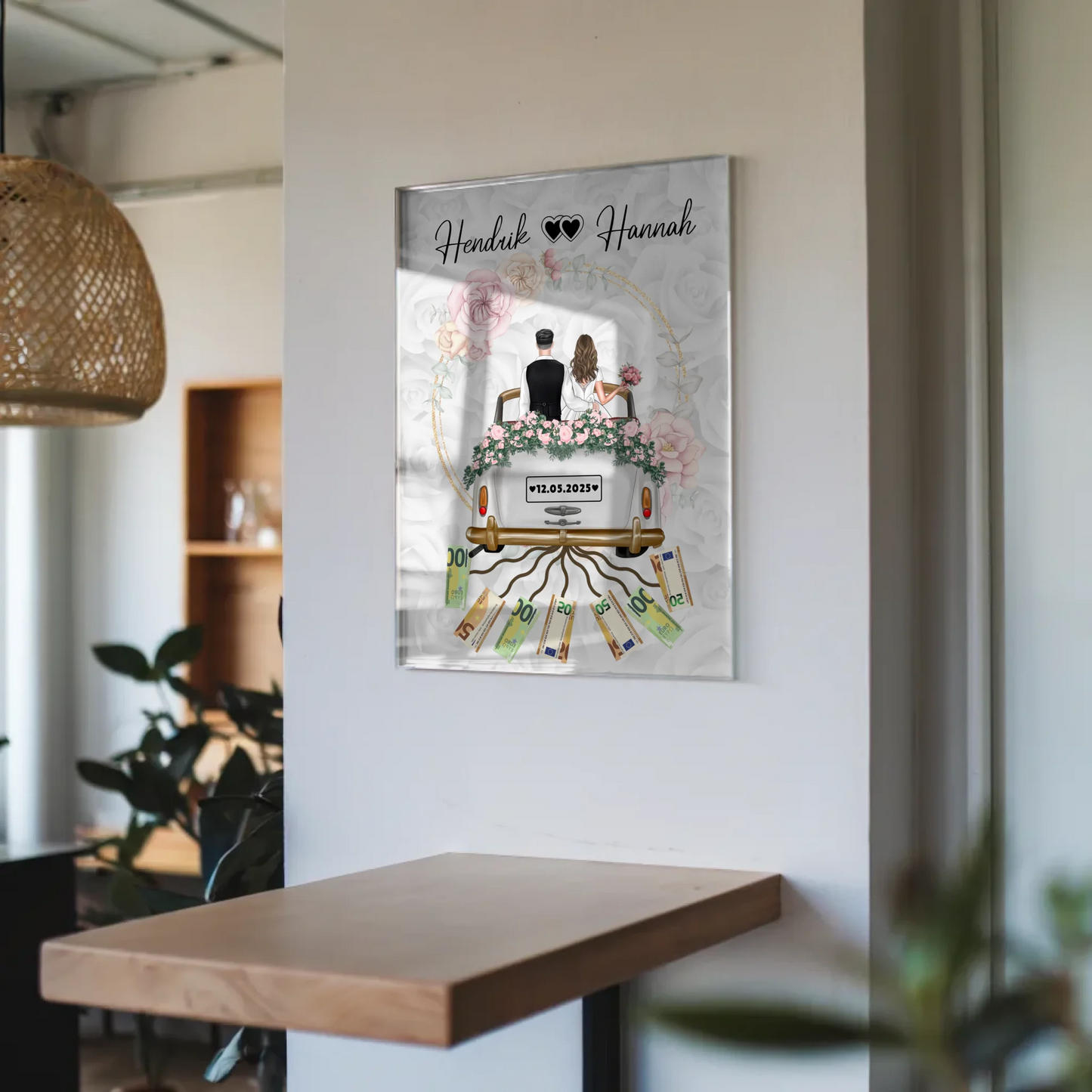 Geldgeschenk Hochzeit Acrylglas Bild für Geldscheine