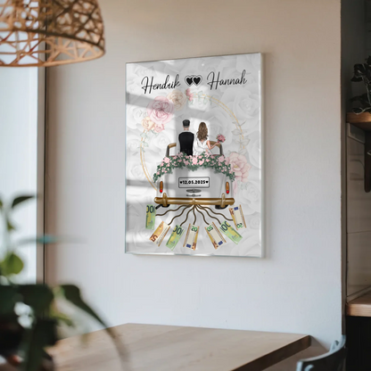 Geldgeschenk Hochzeit Acrylglas Bild für Geldscheine