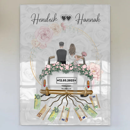 Geldgeschenk Hochzeit Acrylglas Bild für Geldscheine