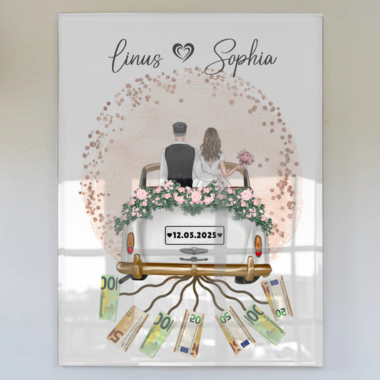 Geldgeschenk Hochzeit Farbklecks Rose für Geldscheine