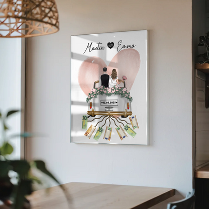 Geldgeschenk Hochzeit Acrylglas Bild Personalisiert