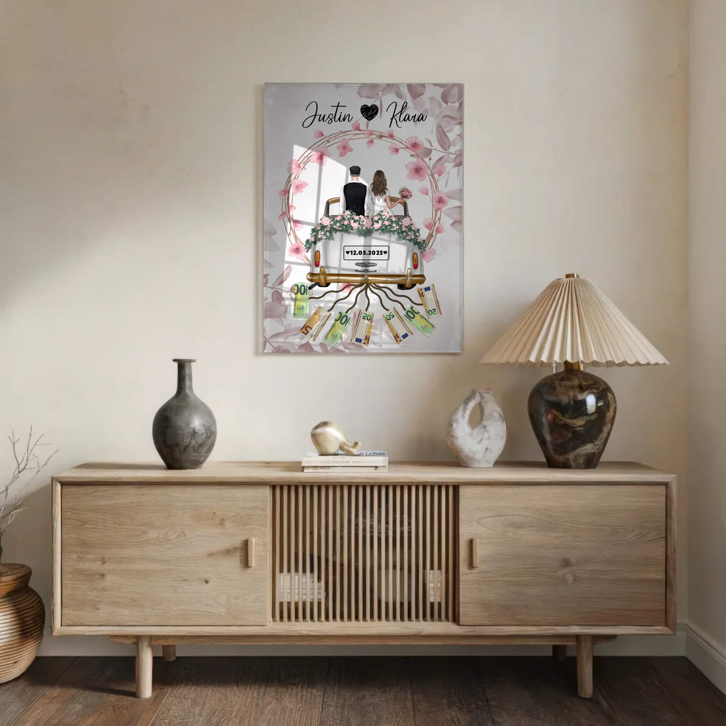 Acrylglas Bild Blumenkranz Geschenkidee Hochzeit