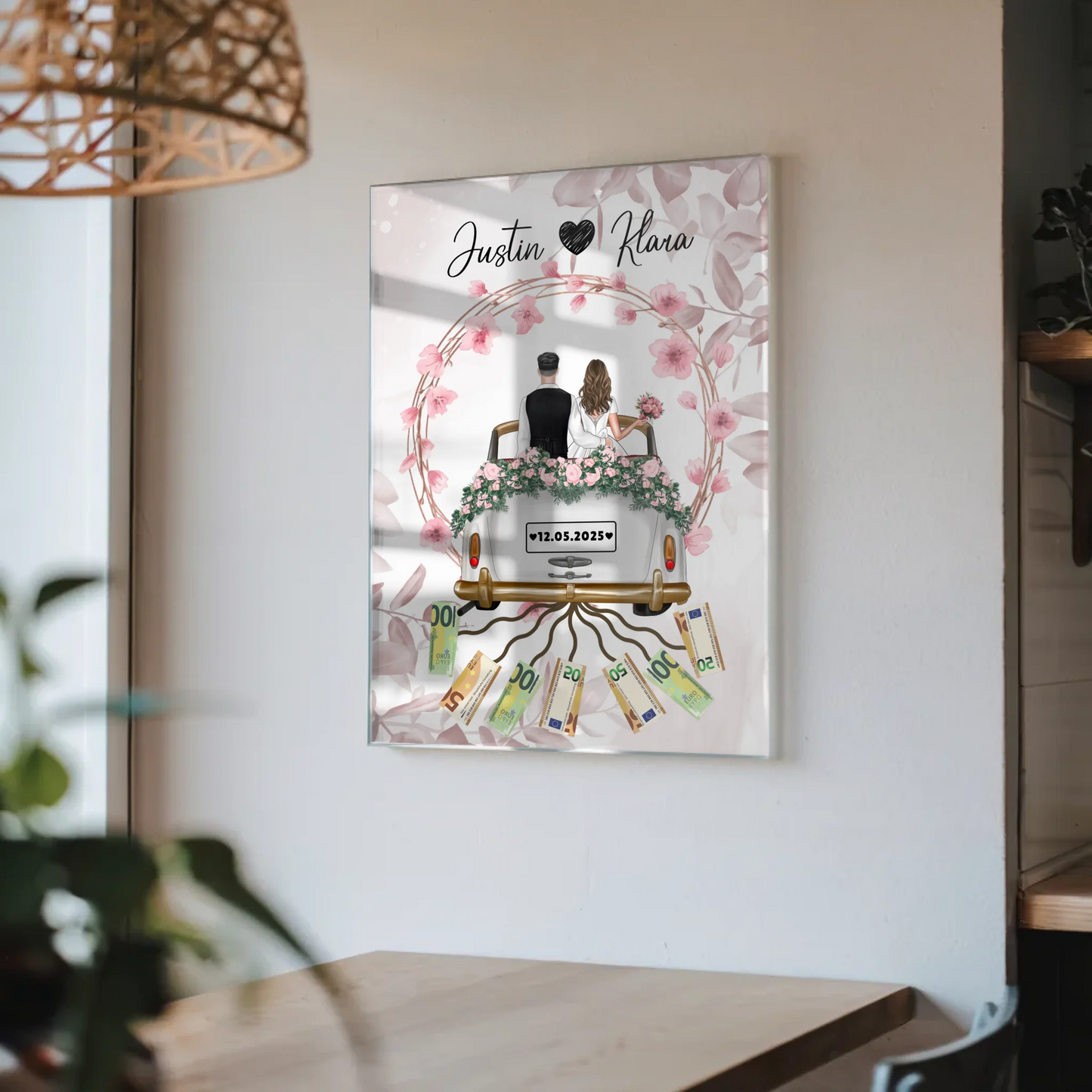 Acrylglas Bild Blumenkranz Geschenkidee Hochzeit