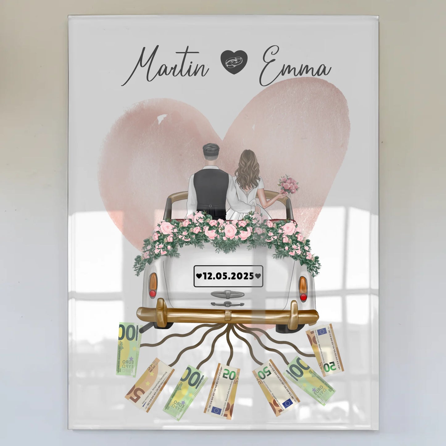 Geldgeschenk Hochzeit Acrylglas Bild Personalisiert