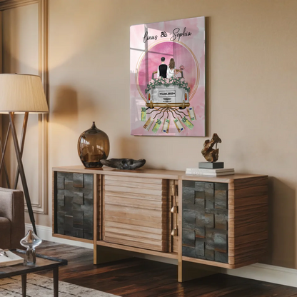 Geldgeschenkidee Hochzeit Acrylglas Bild mit Namen