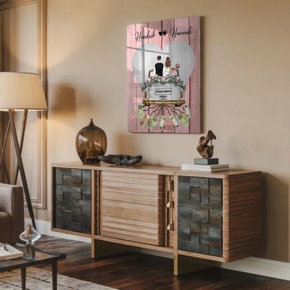 Geldgeschenk für Hochzeit Wandbild mit Namen personalisiert