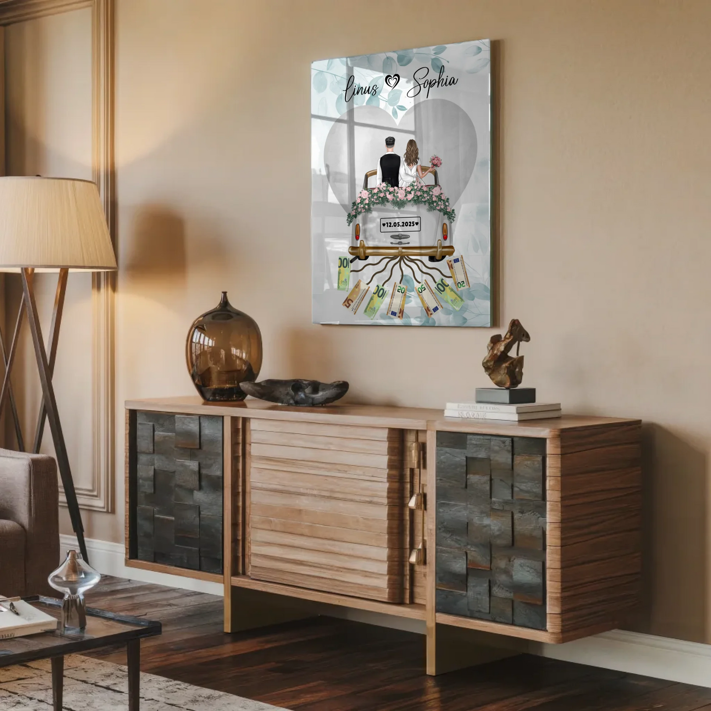 Acrylglas Bild Hochzeit Geschenkidee mit Wunschtext