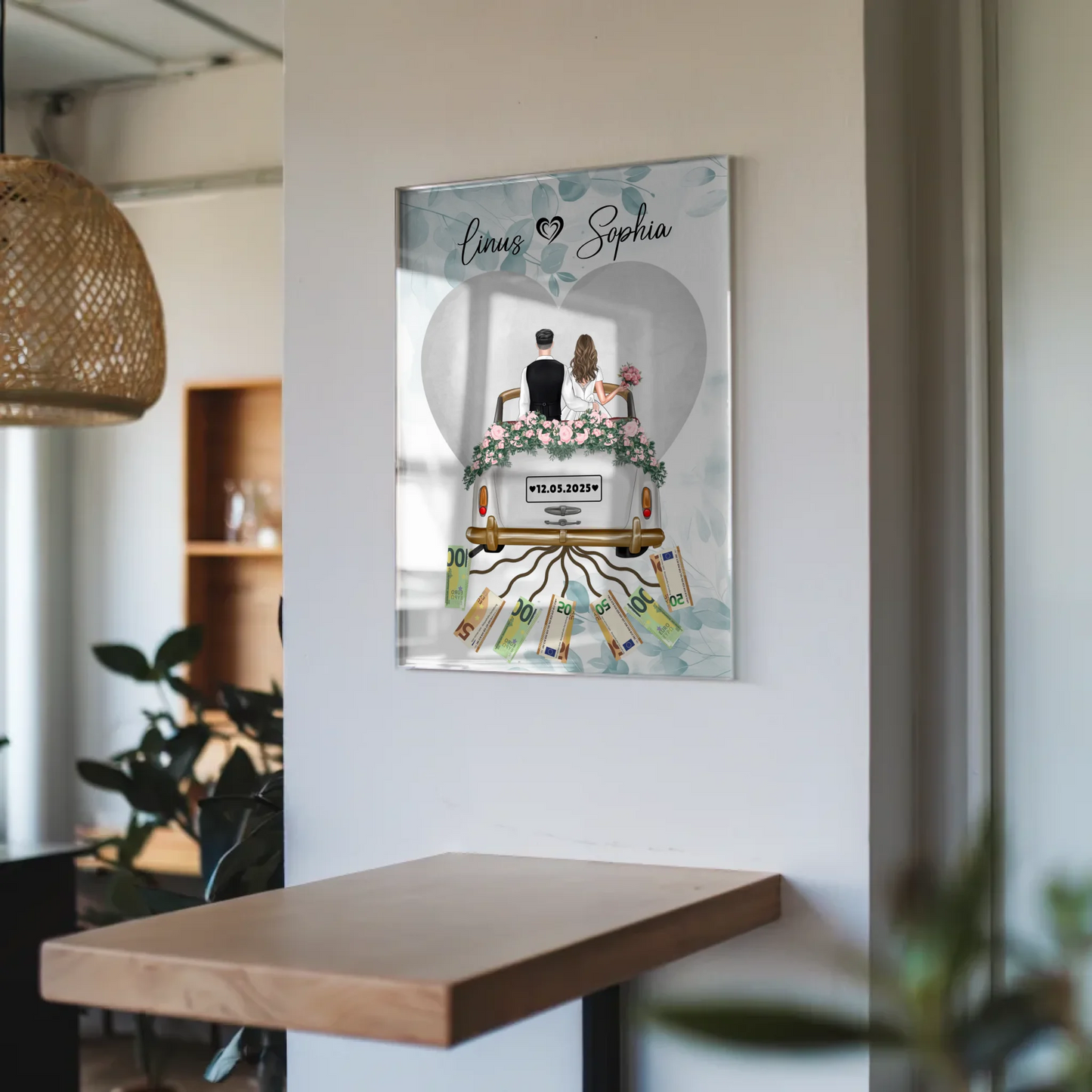 Acrylglas Bild Hochzeit Geschenkidee mit Wunschtext