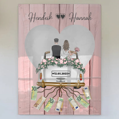 Geldgeschenk für Hochzeit Wandbild mit Namen personalisiert