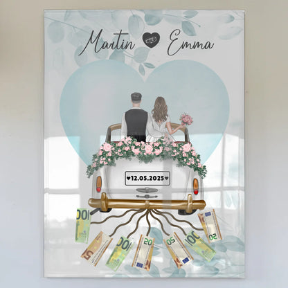 Kreatives Geldgeschenk Acrylglas Bild Hochzeit personalisiert