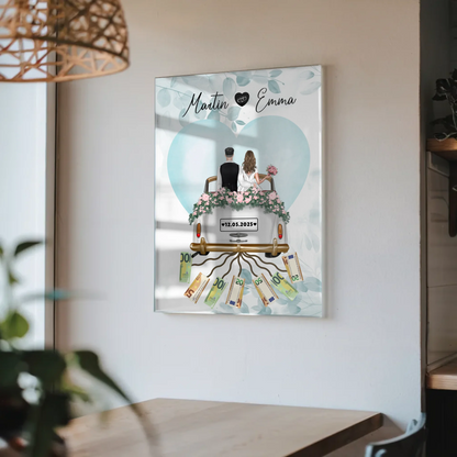 Kreatives Geldgeschenk Acrylglas Bild Hochzeit personalisiert