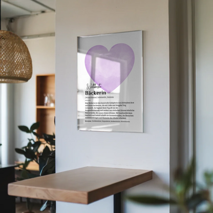 Acrylglas Bild Poster Definition Bäckerin mit Namen Geschenk