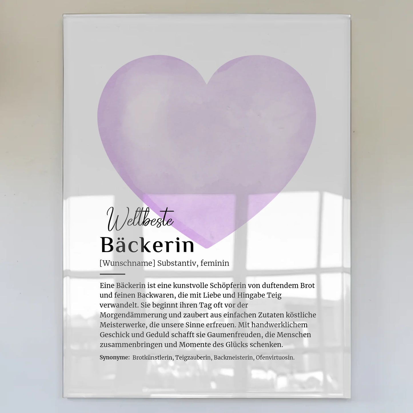 Acrylglas Bild Poster Definition Bäckerin mit Namen Geschenk