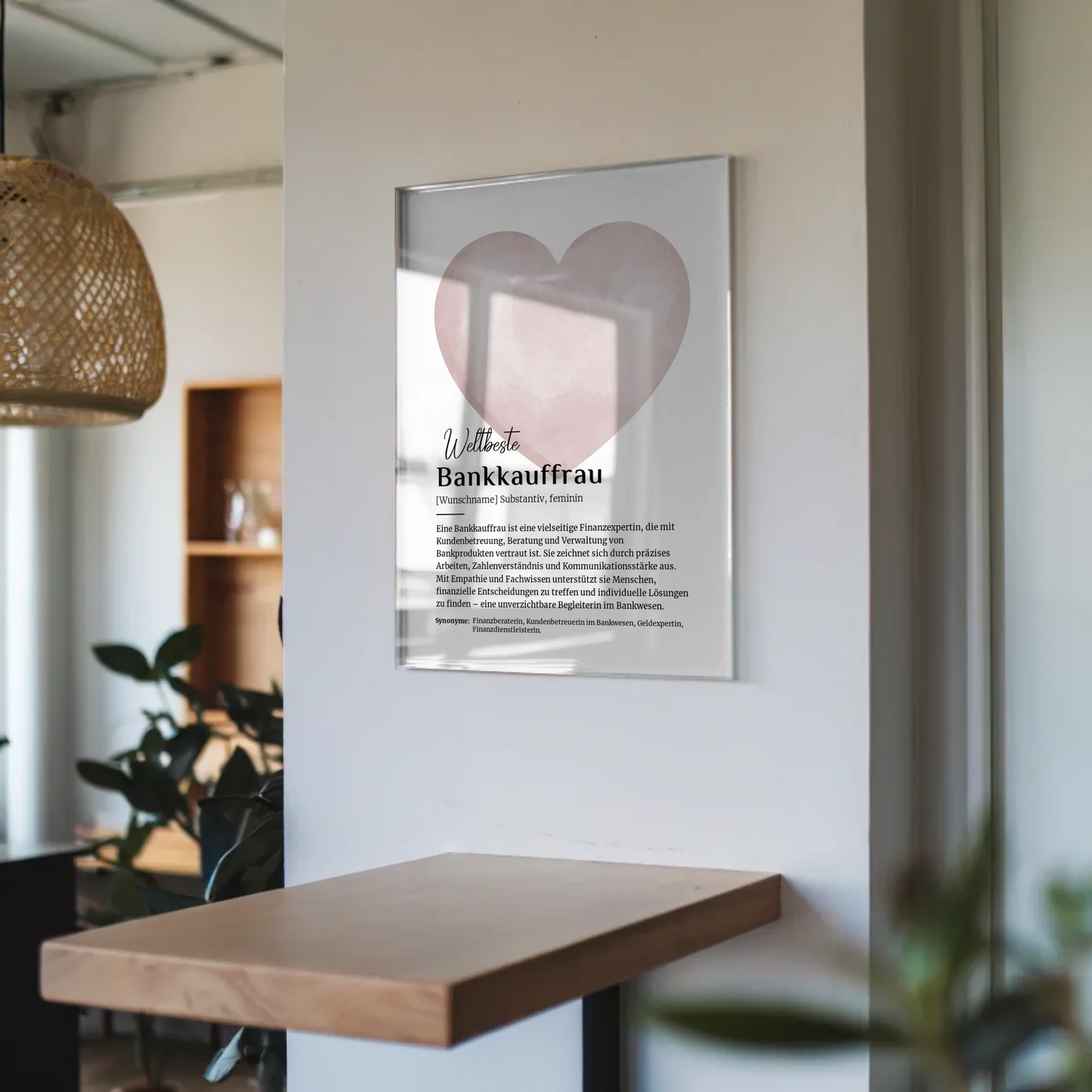 Acrylglas Bild Poster Definition Bankkauffrau mit Namen