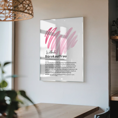 Acrylglas Bild Poster Definition Bürokauffrau mit Namen Geschenk
