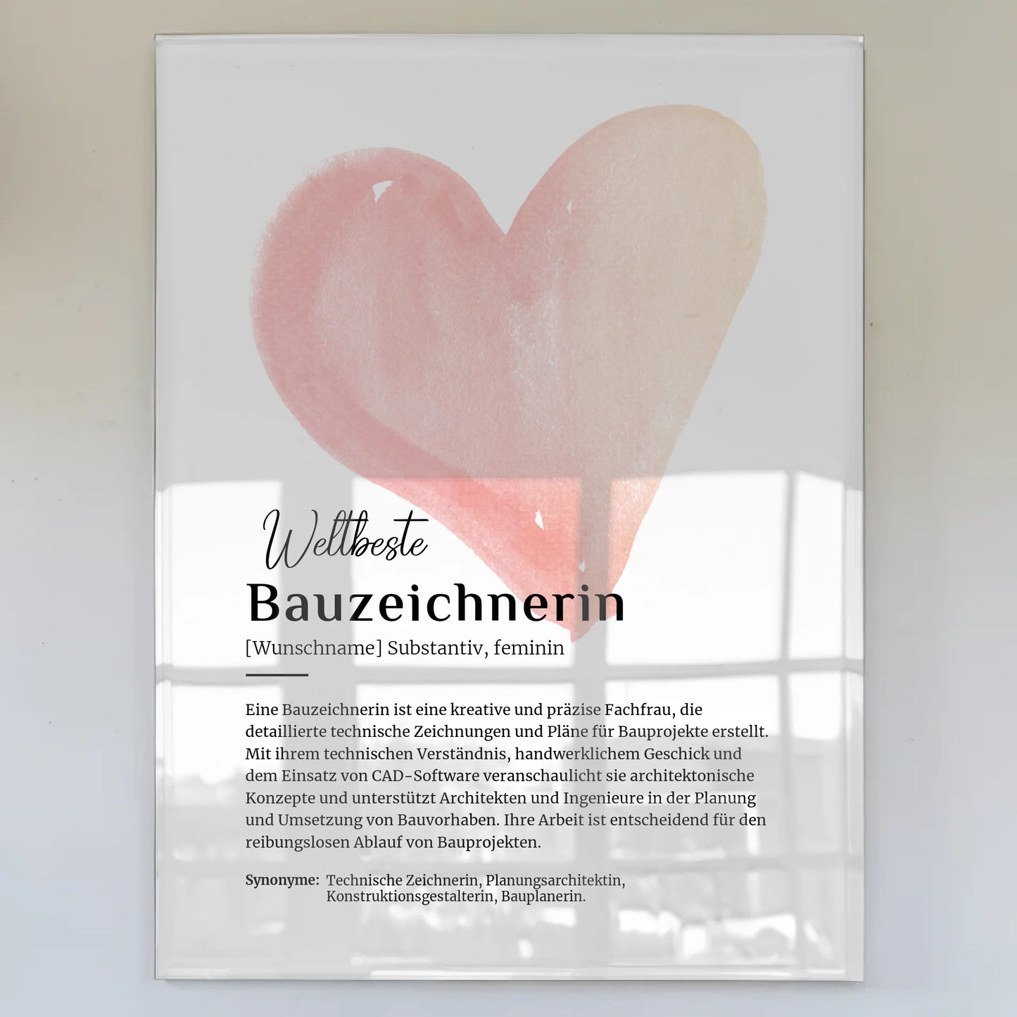 Acrylglas Bild Poster Definition Bauzeichnerin mit Namen
