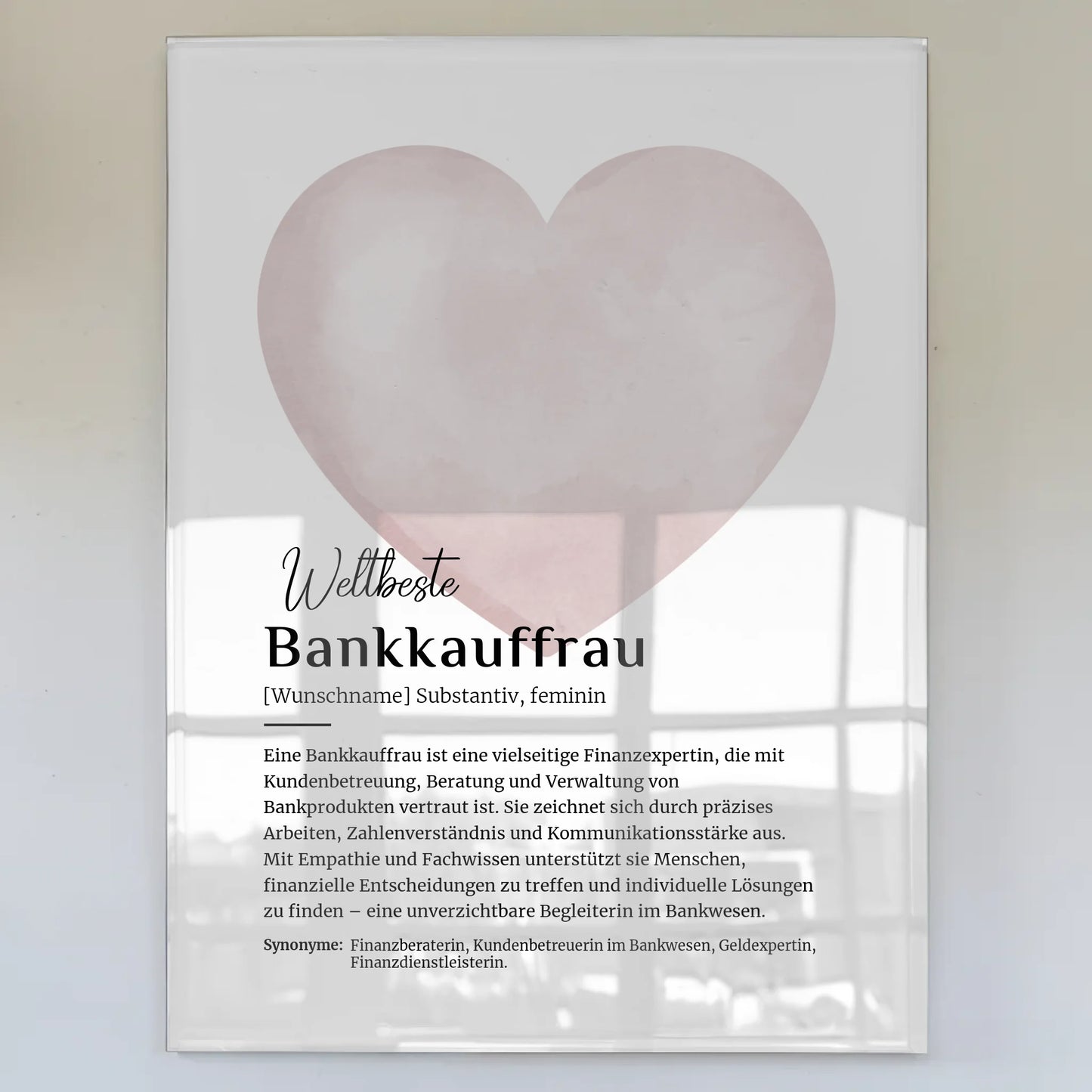 Acrylglas Bild Poster Definition Bankkauffrau mit Namen