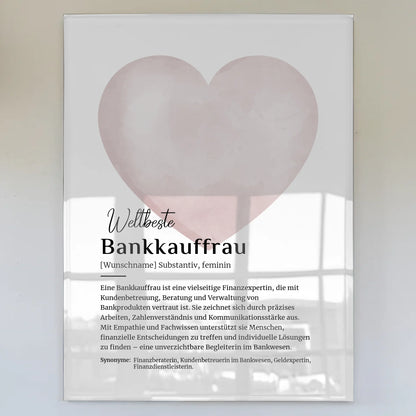 Acrylglas Bild Poster Definition Bankkauffrau mit Namen