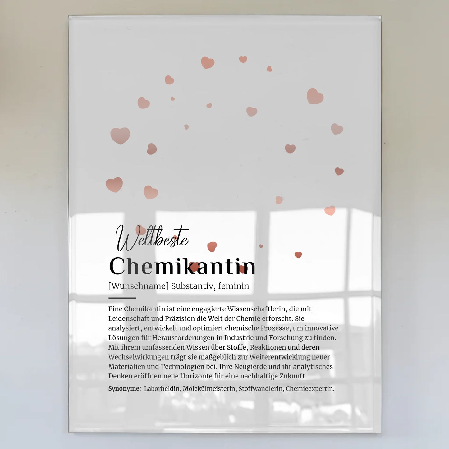 Acrylglas Bild Poster Definition Chemikantin mit Namen
