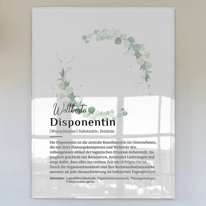 Acrylglas Bild Poster Definition Disponentin mit Namen Geschenk