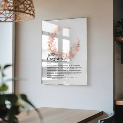 Acrylglas Bild Poster Definition Drogistin mit Namen Geschenkidee