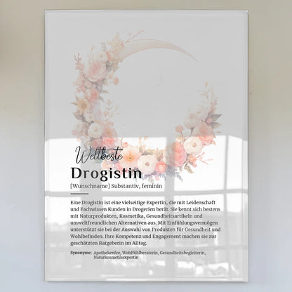 Acrylglas Bild Poster Definition Drogistin mit Namen Geschenkidee