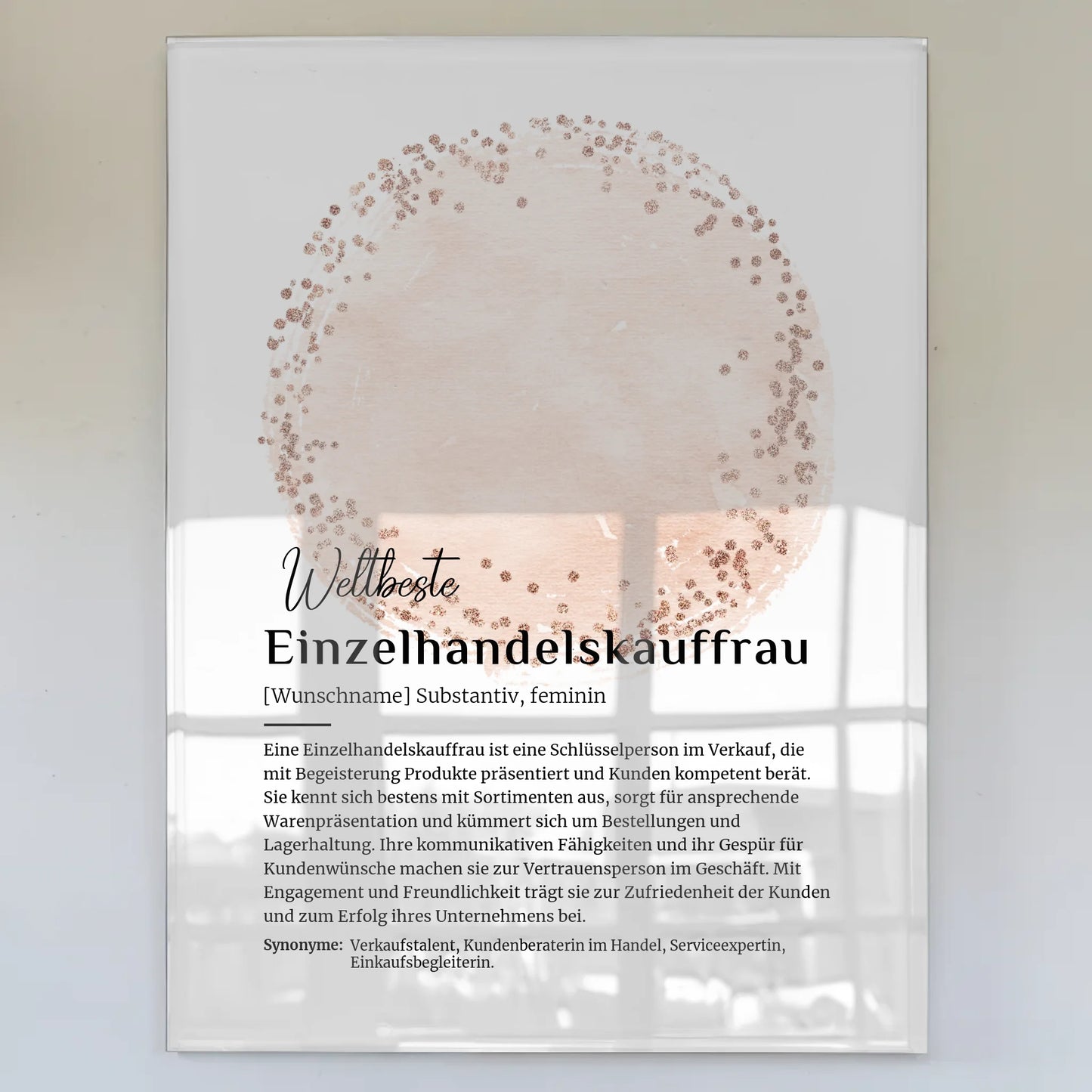 Acrylglas Bild Poster Definition Einzelhandelskauffrau Geschenk