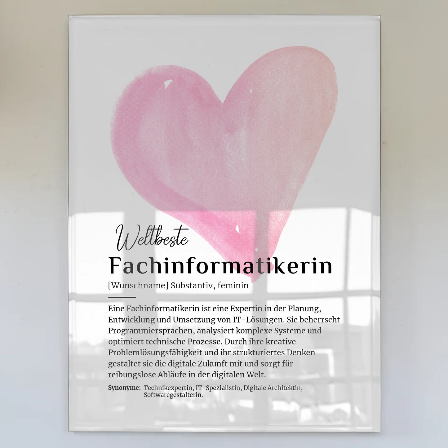 Acrylglas Bild Poster Fachinformatikerin mit Namen Geschenk