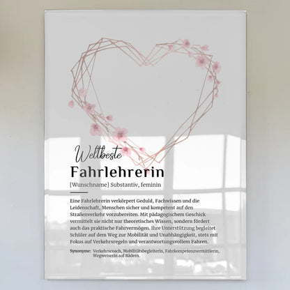 Acrylglas Bild Poster Definition Fahrlehrerin mit Namen