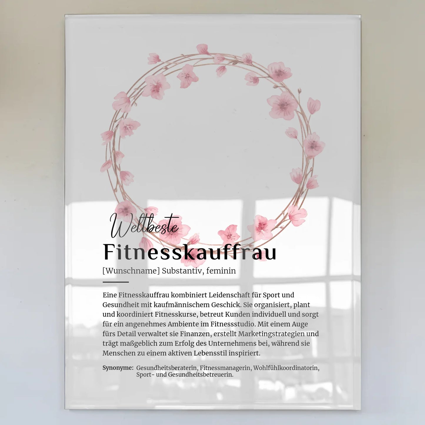 Acrylglas Bild Poster Definition Fitnesskauffrau mit Namen Geschenkidee