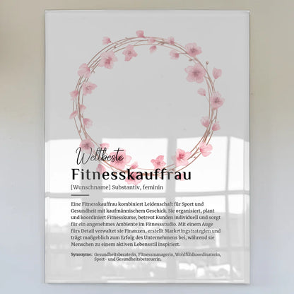 Acrylglas Bild Poster Definition Fitnesskauffrau mit Namen Geschenkidee