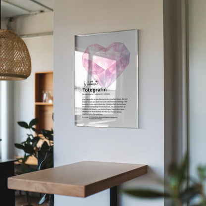 Acrylglas Bild Poster Definition Fotografin mit Namen Geschenk