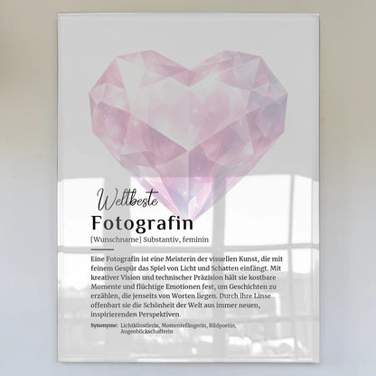Acrylglas Bild Poster Definition Fotografin mit Namen Geschenk