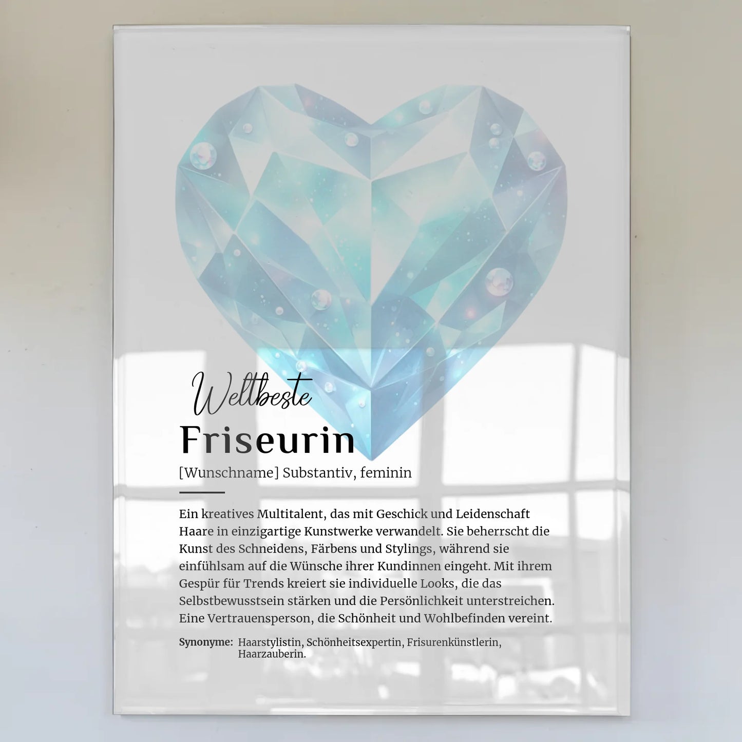 Acrylglas Bild Poster Definition Friseurin mit Namen Geschenkidee