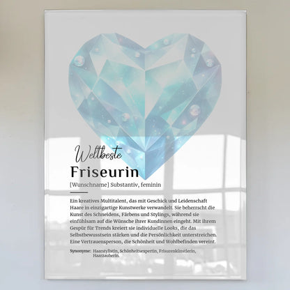 Acrylglas Bild Poster Definition Friseurin mit Namen Geschenkidee