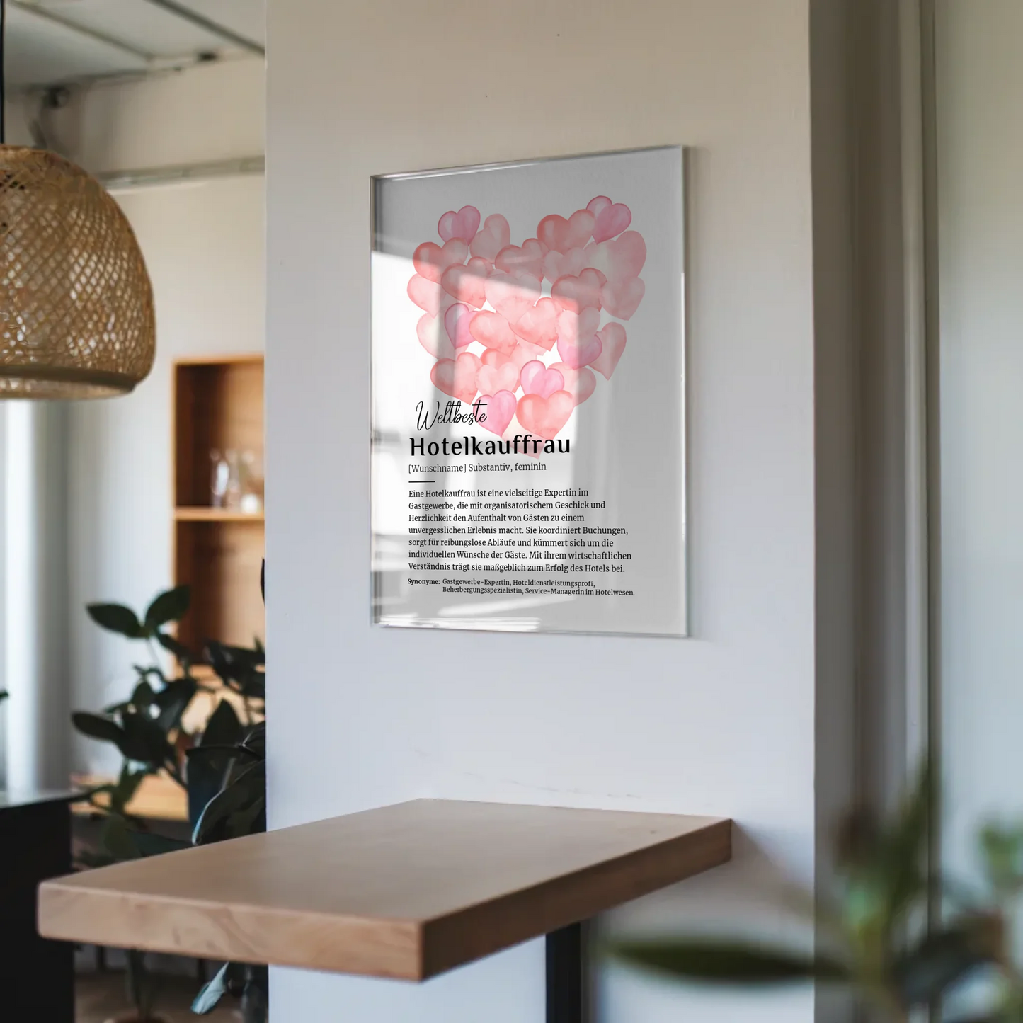 Acrylglas Bild Poster Definition Hotelkauffrau mit Namen Geschenk