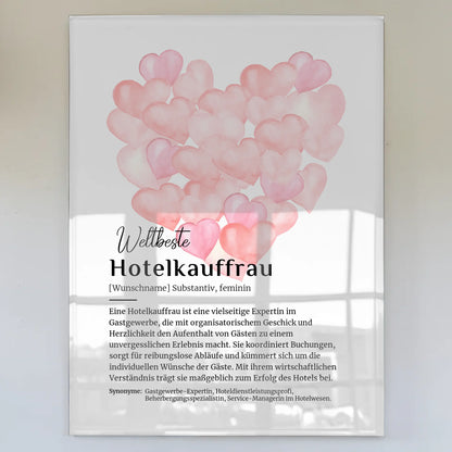 Acrylglas Bild Poster Definition Hotelkauffrau mit Namen Geschenk