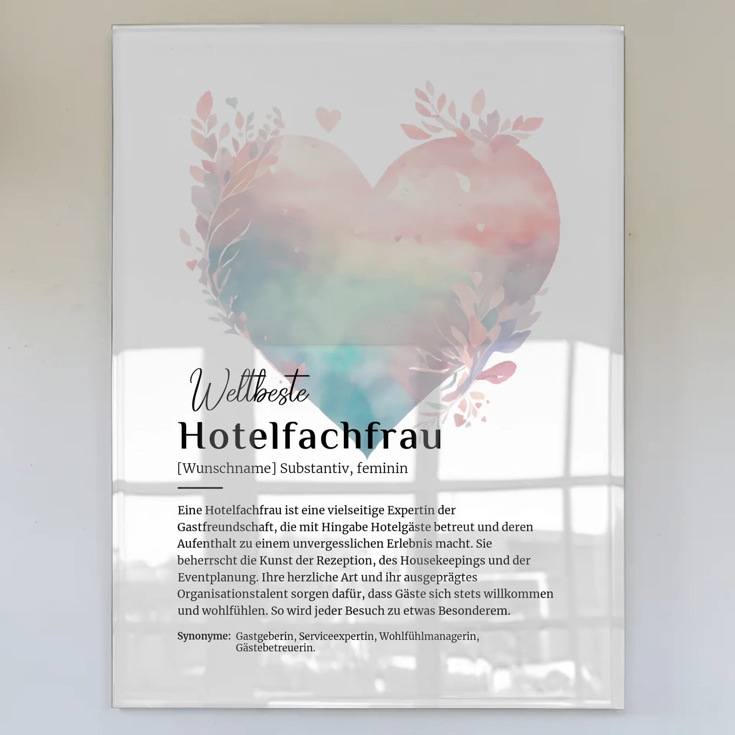 Acrylglas Bild Poster Definition Hotelfachfrau mit Namen