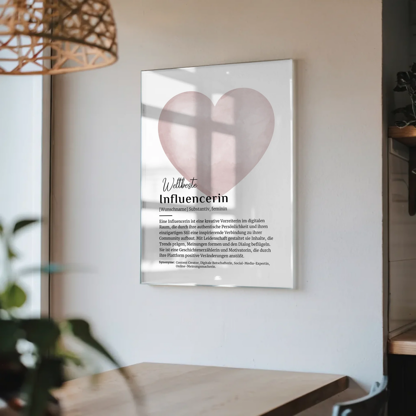 Acrylglas Bild Poster Definition Influencerin mit Namen Geschenkidee