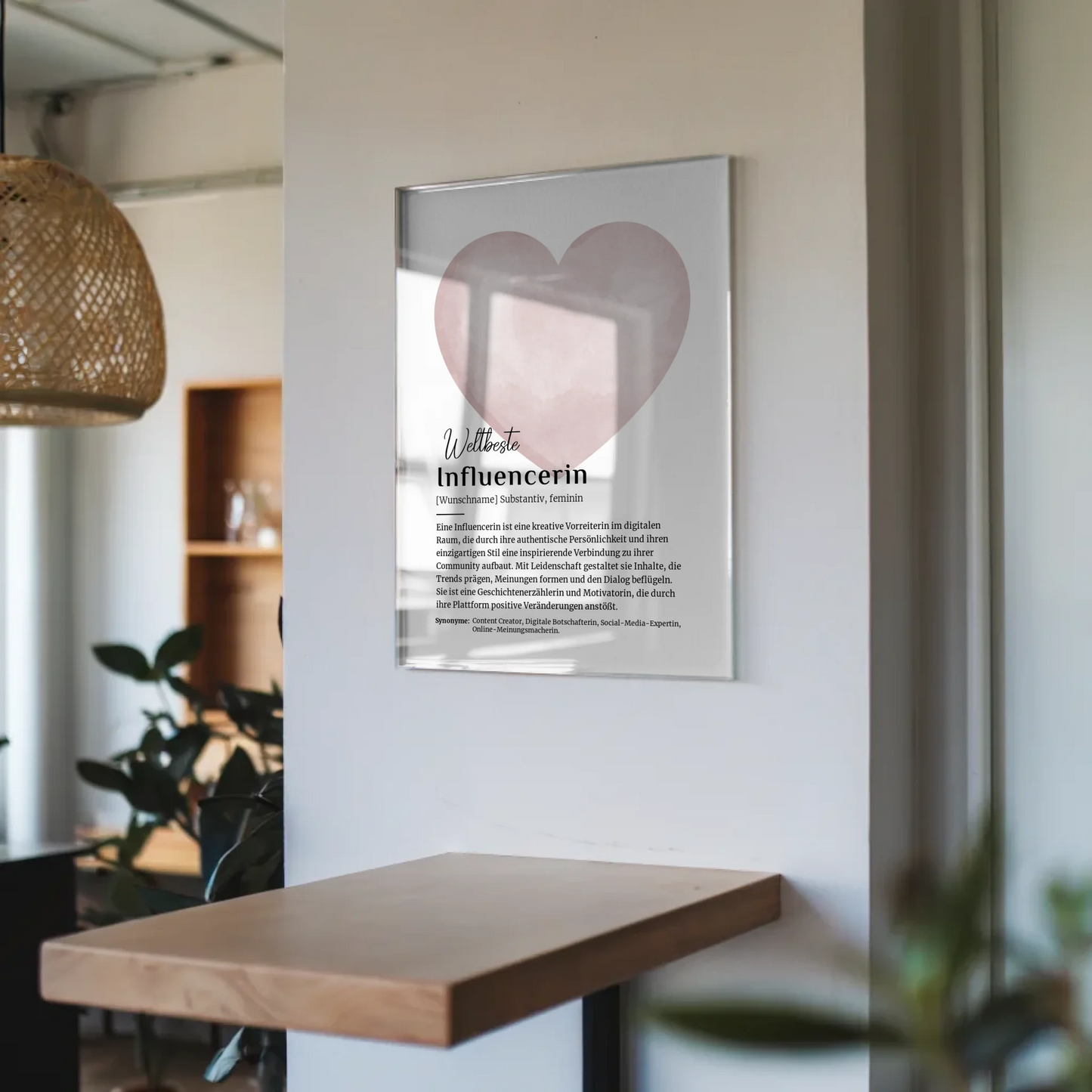 Acrylglas Bild Poster Definition Influencerin mit Namen Geschenkidee