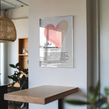 Acrylglas Bild Poster Definition Kassiererin mit Namen Geschenk