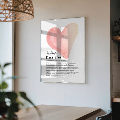 Acrylglas Bild Poster Definition Kassiererin mit Namen Geschenk