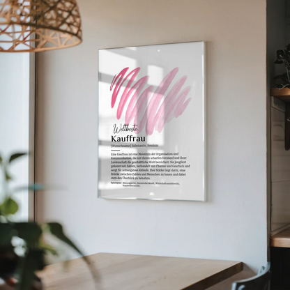 Acrylglas Bild Poster Definition Kauffrau mit Namen Geschenkidee
