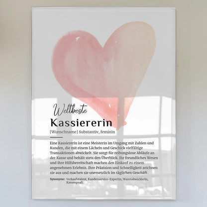 Acrylglas Bild Poster Definition Kassiererin mit Namen Geschenk